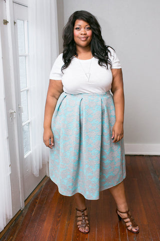 Plus Size Clothing for Women - Bluebell Pleated Skirt - Turquoise - Society+ - Society Plus - Buy Online Now! - 1