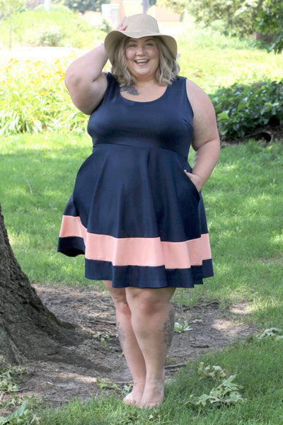 Plus Size Clothing for Women - Classic Stripe Skater Dress - Navy - Society+ - Society Plus - Buy Online Now! - 5