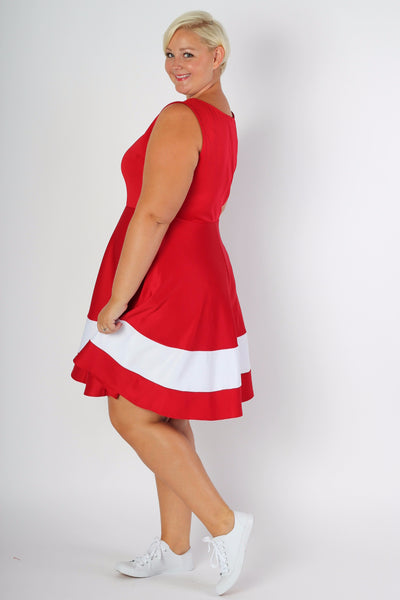 Plus Size Clothing for Women - Classic Stripe Skater Dress - Red - Society+ - Society Plus - Buy Online Now! - 3