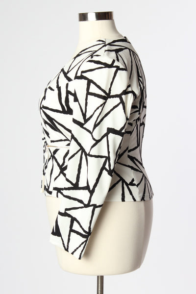 Plus Size Clothing for Women - Abstract Blazer - White for Curves On A Budget - Society+ - Society Plus - Buy Online Now! - 3