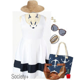 Plus Size Clothing for Women - Classic Stripe Skater Dress - White - Society+ - Society Plus - Buy Online Now! - 4