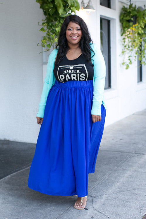 Plus Size Clothing for Women - Cobalt Blue Twirl Skirt - Society+ - Society Plus - Buy Online Now! - 1