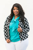 Plus Size Clothing for Women - Quarterfoil Patterned Blazer - Black - Society+ - Society Plus - Buy Online Now! - 1