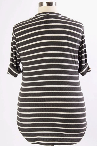 Plus Size Clothing for Women - Agnes Stripey Top - Charcoal - Society+ - Society Plus - Buy Online Now! - 2