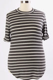 Plus Size Clothing for Women - Agnes Stripey Top - Charcoal - Society+ - Society Plus - Buy Online Now! - 1
