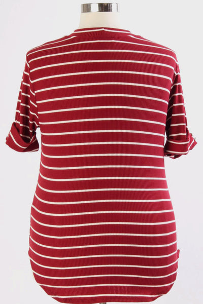 Plus Size Clothing for Women - Agnes Stripey Top - Burgundy - Society+ - Society Plus - Buy Online Now! - 2