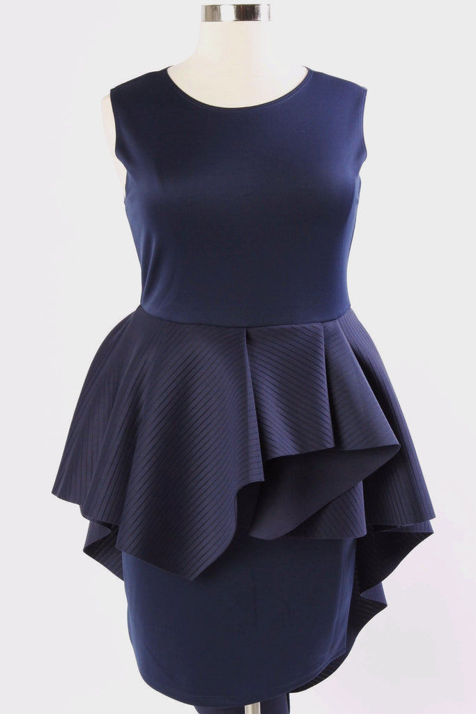 Plus Size Clothing for Women - Antoinette Peplum Dress - Navy - Society+ - Society Plus - Buy Online Now! - 1