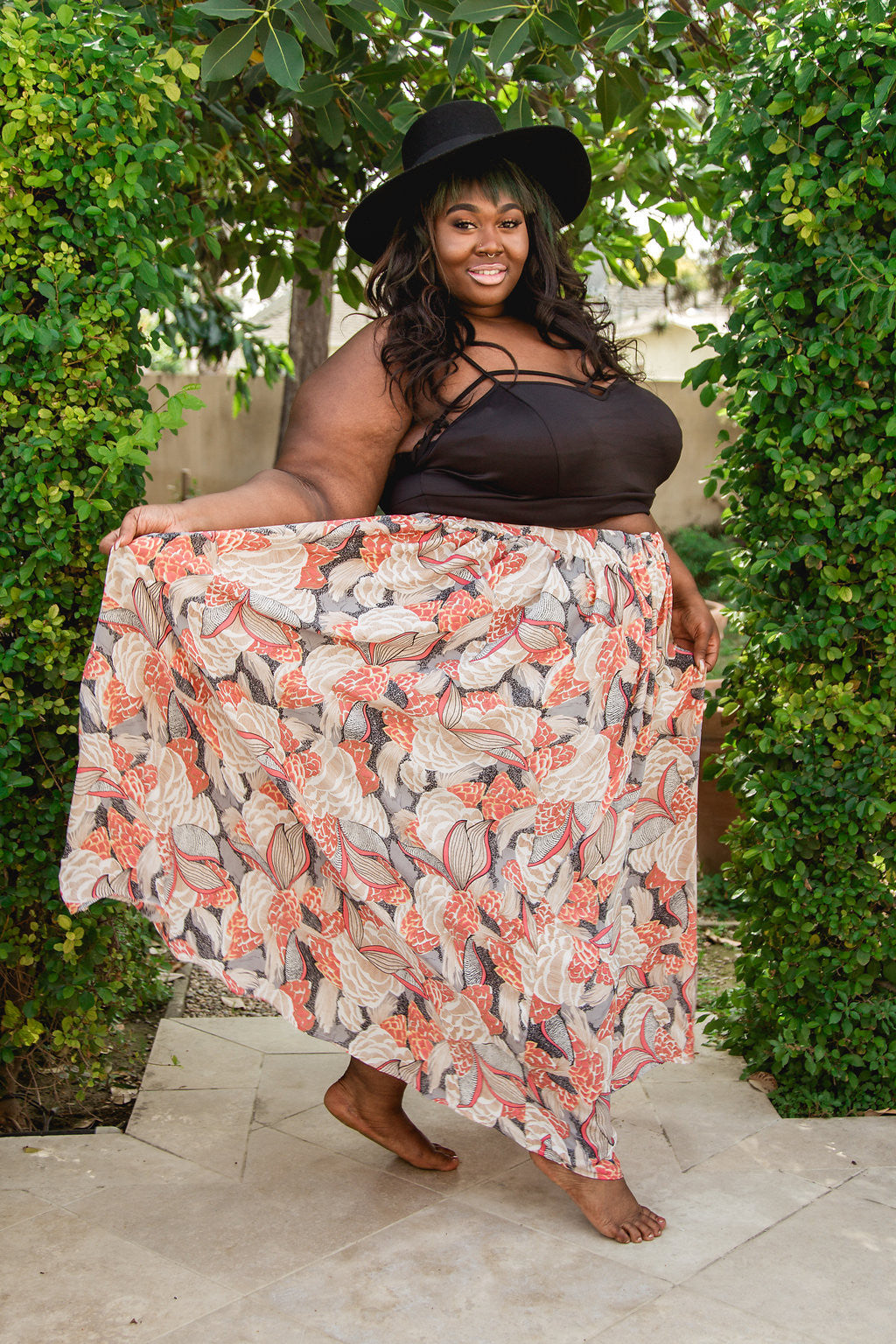 Women's plus size maxi skirts zip up Clearance