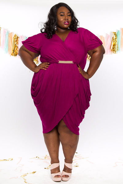 Plus Size Clothing for Women - Magenta Tulip Dress - Society+ - Society Plus - Buy Online Now! - 3