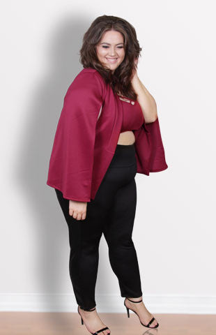 Plus Size Clothing for Women - Society+ Cape - Burgundy - Society+ - Society Plus - Buy Online Now! - 3