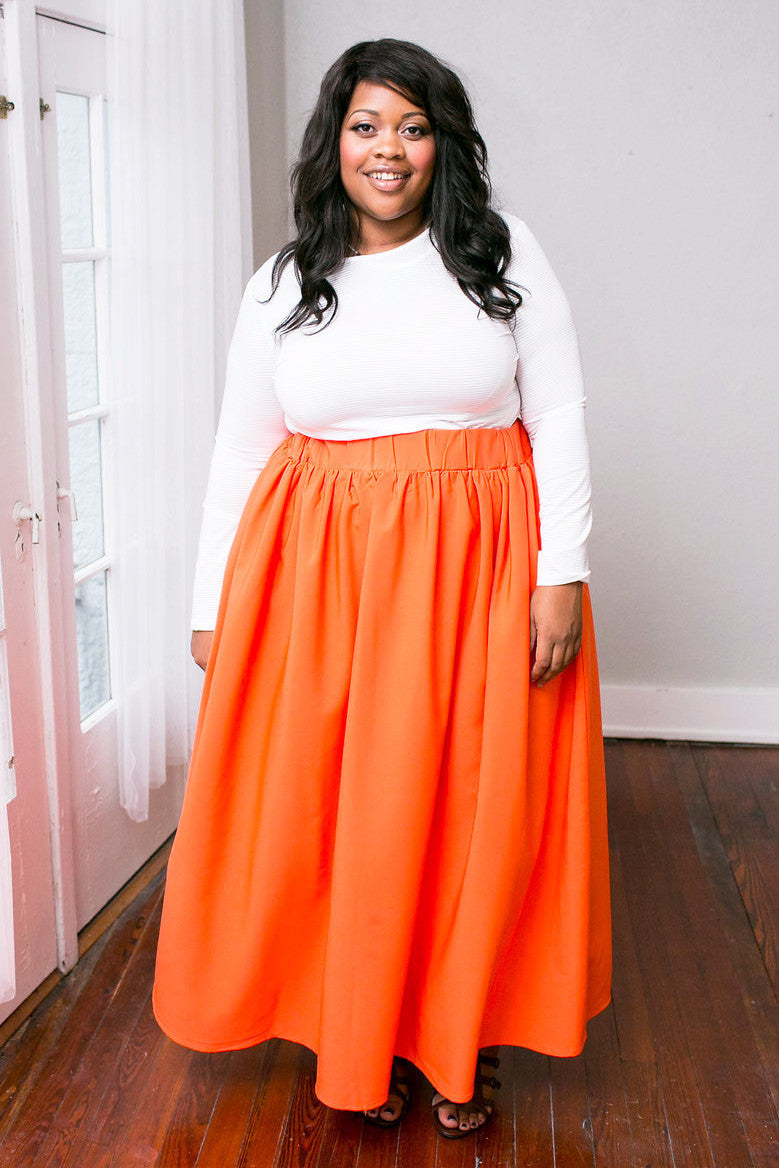 Plus Size Fall Skirts Dress Plus Size Twirl Maxi Skirt W/ Pockets