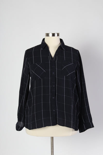 Plus Size Clothing for Women - Collared Pocket Top by Sabrina Servance - Navy - Society+ - Society Plus - Buy Online Now! - 3