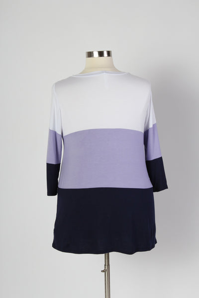 Plus Size Clothing for Women - Color Block Tunic - Navy & Lilac - Society+ - Society Plus - Buy Online Now! - 4