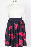 Soiree Midi Skirt - Navy/Pink Floral