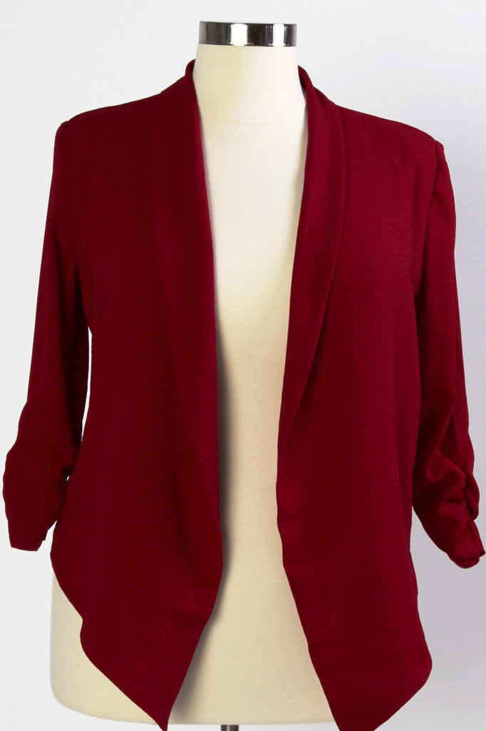 Plus Size Clothing for Women - Hadlee Structured Blazer - Burgundy - Society+ - Society Plus - Buy Online Now! - 1