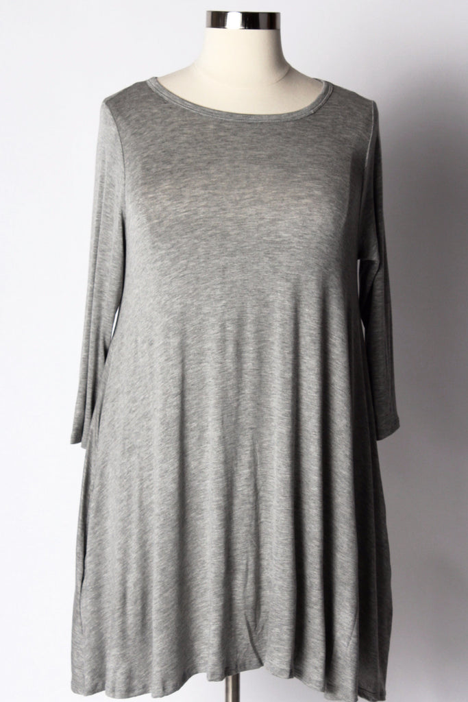 Plus Size Clothing for Women - Haydah Trapeze Dress - Heather Grey - Society+ - Society Plus - Buy Online Now! - 1