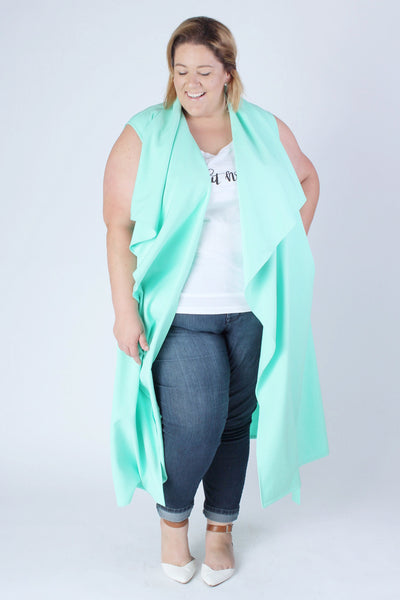 Plus Size Clothing for Women - Chicest Of Them All Vest - Mint - Society+ - Society Plus - Buy Online Now! - 3