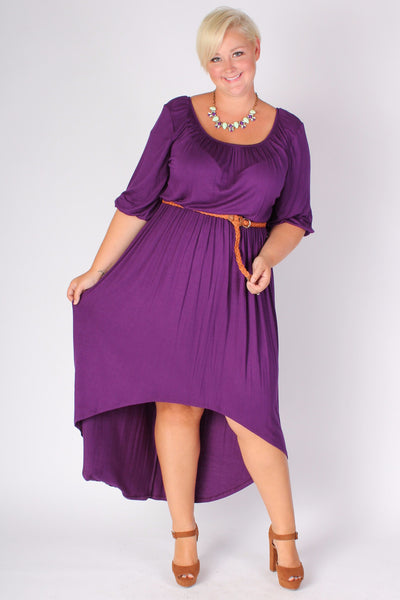 Plus Size Clothing for Women - Flowy High Low Dress - Purple - Society+ - Society Plus - Buy Online Now! - 1