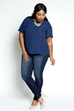 Plus Size Clothing for Women - Chiffon Split Hem Top - Navy - Society+ - Society Plus - Buy Online Now! - 2