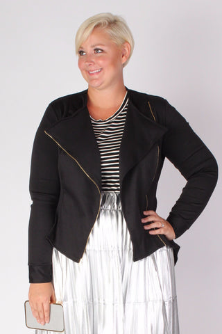 Plus Size Clothing for Women - Posh Zippered Blazer - Black  RELAUNCH FOR FALL 2016 - Society+ - Society Plus - Buy Online Now! - 1