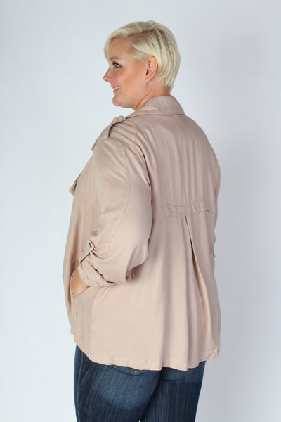 Plus Size Clothing for Women - Sporty Open Cardigan in Taupe - Society+ - Society Plus - Buy Online Now! - 2