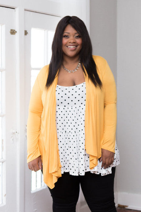 Plus Size Clothing for Women - Waterfall Cardigan - Mustard - Society+ - Society Plus - Buy Online Now! - 1