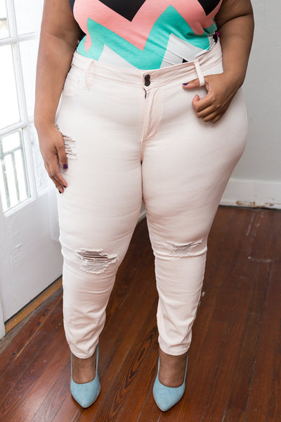 Plus Size Clothing for Women - Blush Distressed Jeans - Society+ - Society Plus - Buy Online Now! - 2
