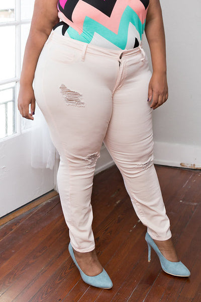 Plus Size Clothing for Women - Blush Distressed Jeans - Society+ - Society Plus - Buy Online Now! - 3