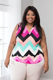 Plus Size Clothing for Women - Multi-Color Sleeveless Chevron Top - Fuchsia - Society+ - Society Plus - Buy Online Now! - 1