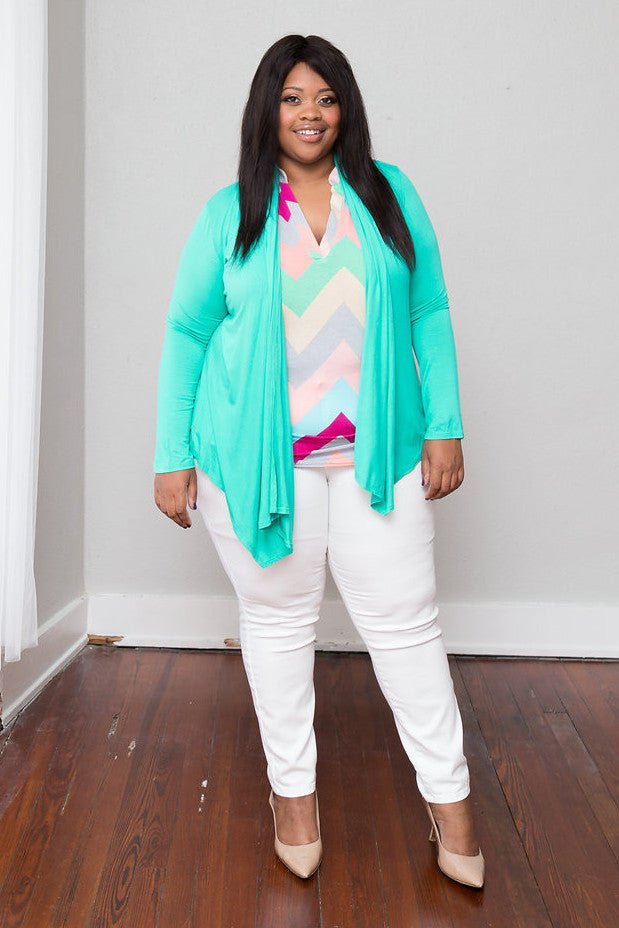 Plus Size Clothing for Women - Waterfall Cardigan - Mint - Society+ - Society Plus - Buy Online Now! - 1