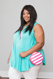 Plus Size Clothing for Women - Striped Round Crossbody Bag - Fuchsia - Society+ - Society Plus - Buy Online Now! - 1