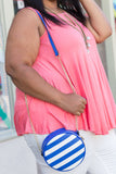 Plus Size Clothing for Women - Striped Round Crossbody Bag - Blue - Society+ - Society Plus - Buy Online Now! - 2