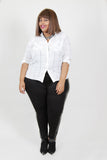 Plus Size Clothing for Women - Collared Pocket Top by Sabrina Servance - White - Society+ - Society Plus - Buy Online Now! - 3