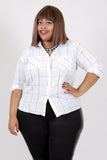 Plus Size Clothing for Women - Collared Pocket Top by Sabrina Servance - White - Society+ - Society Plus - Buy Online Now! - 2