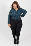 Plus Size Clothing for Women - Collared Pocket Top by Sabrina Servance - Green - Society+ - Society Plus - Buy Online Now! - 2