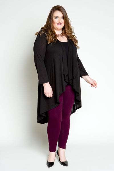 Plus Size Clothing for Women - Society+ Lengthened Cardigan - Black - Society+ - Society Plus - Buy Online Now! - 2
