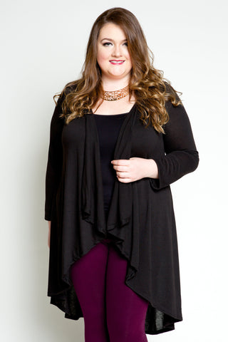 Plus Size Clothing for Women - Society+ Lengthened Cardigan - Black - Society+ - Society Plus - Buy Online Now! - 1