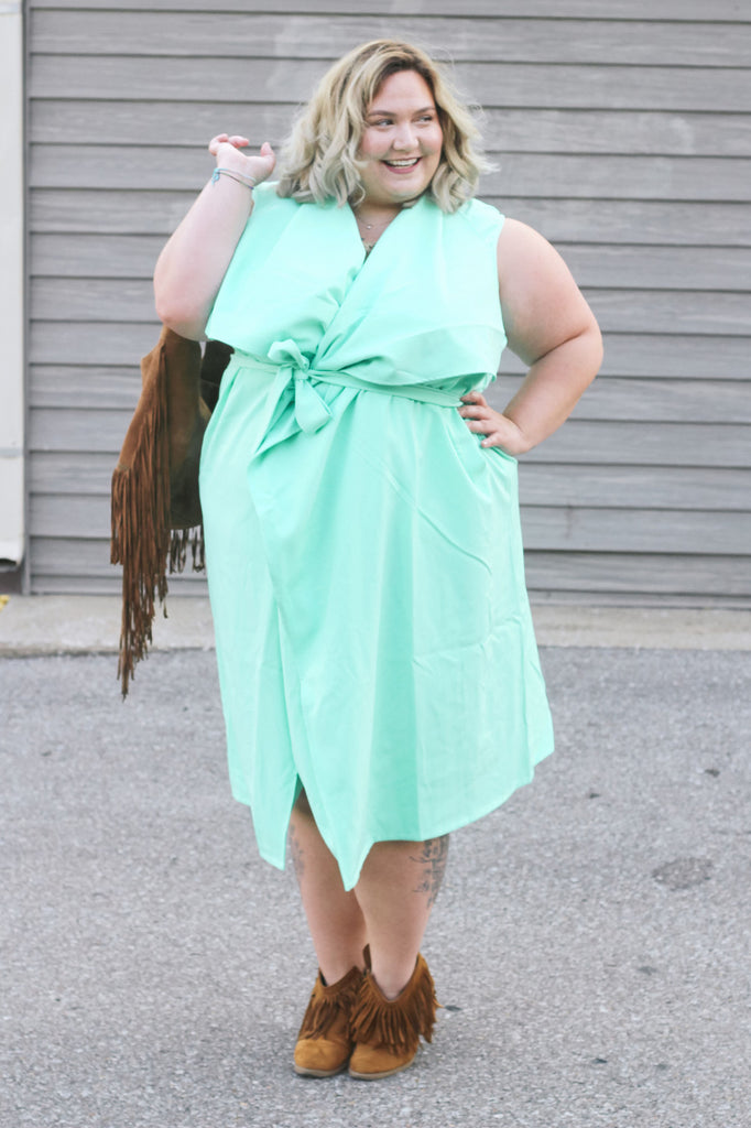 Plus Size Clothing for Women - Chicest Of Them All Vest - Mint - Society+ - Society Plus - Buy Online Now! - 1
