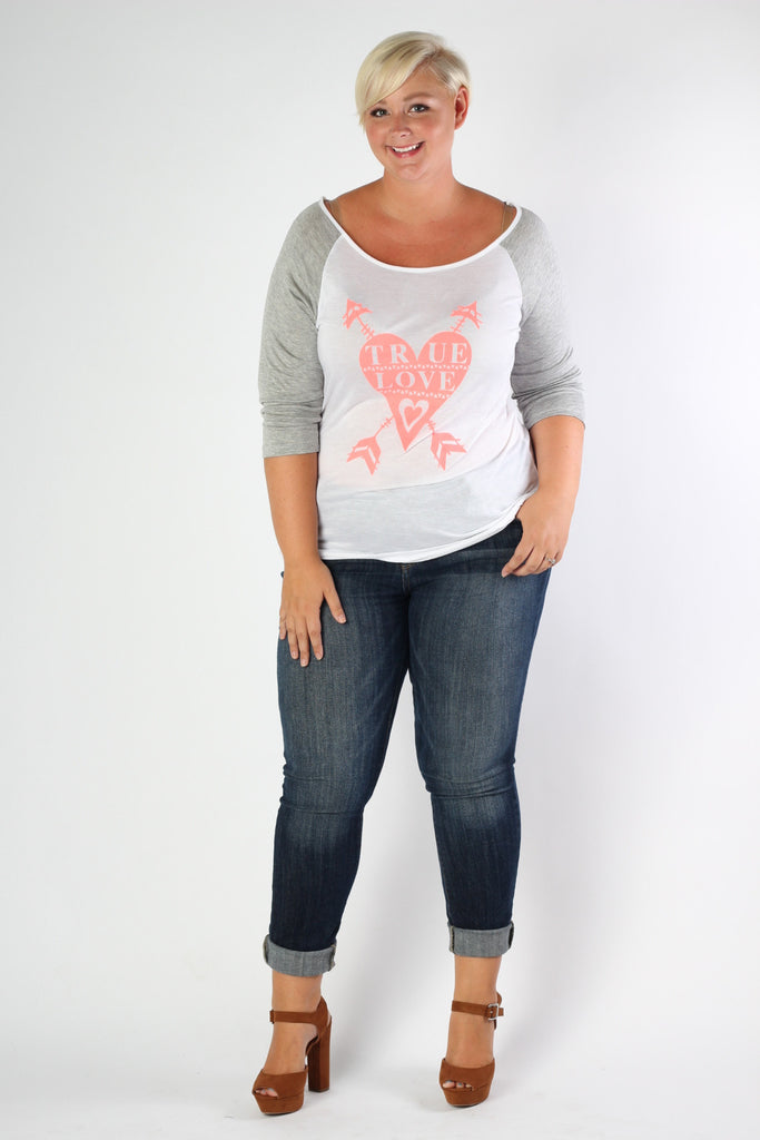 Plus Size Clothing for Women - True Love Baseball Tee - Society+ - Society Plus - Buy Online Now!