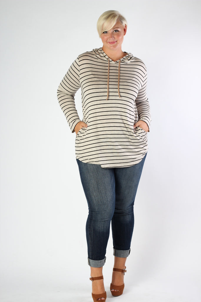 Plus Size Clothing for Women - Nautical Stripe Hooded Tunic - Society+ - Society Plus - Buy Online Now! - 1