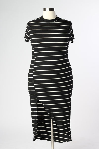 Plus Size Clothing for Women - Nautical Striped Fitted Dress - Black - Society+ - Society Plus - Buy Online Now! - 2