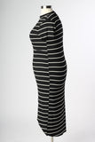 Plus Size Clothing for Women - Nautical Striped Fitted Dress - Black - Society+ - Society Plus - Buy Online Now! - 3