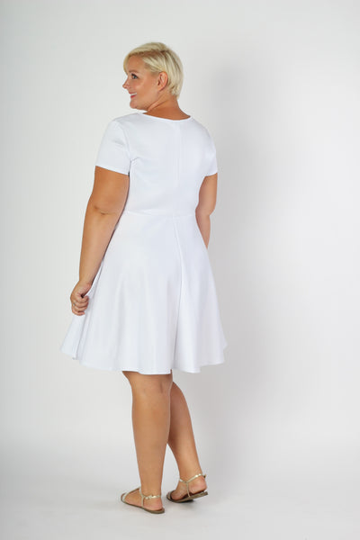 Plus Size Clothing for Women - Solid Skater Dress - White - Society+ - Society Plus - Buy Online Now! - 3