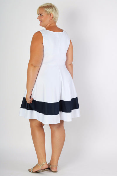 Plus Size Clothing for Women - Classic Stripe Skater Dress - White - Society+ - Society Plus - Buy Online Now! - 3