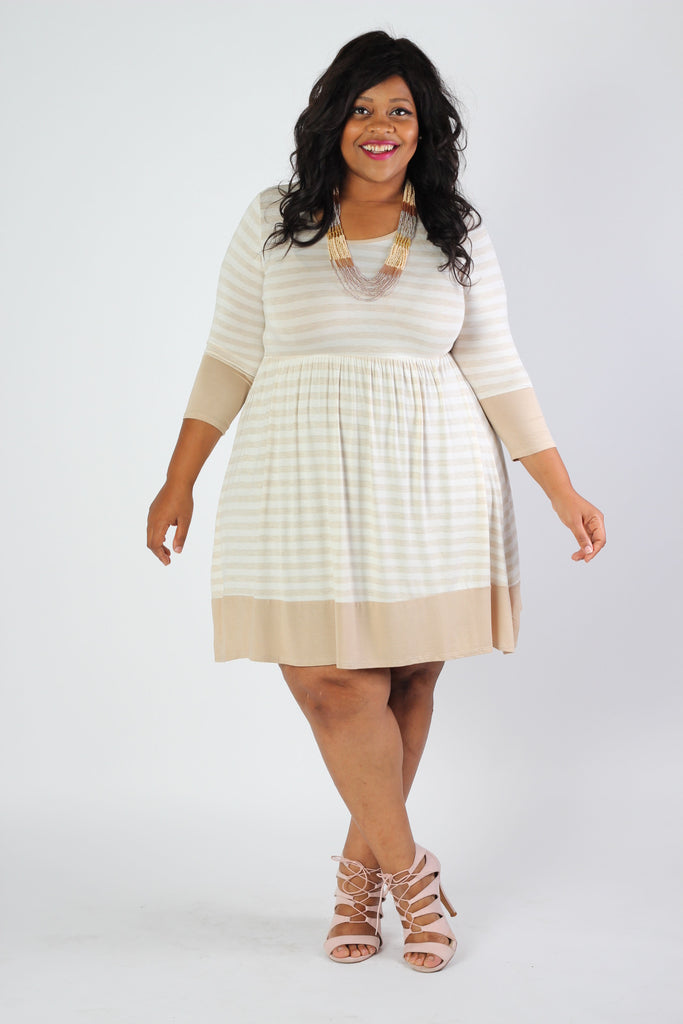 Plus Size Clothing for Women - Striped Half Sleeve Dress - Society+ - Society Plus - Buy Online Now! - 1