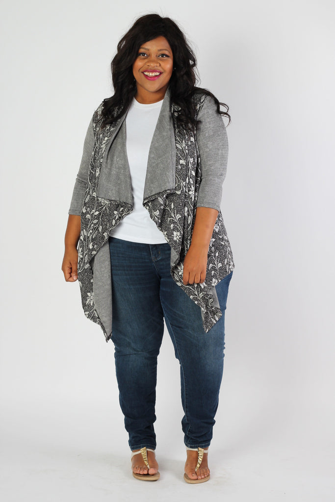 Plus Size Clothing for Women - Floral Print Waterfall Cardi - Society+ - Society Plus - Buy Online Now! - 1