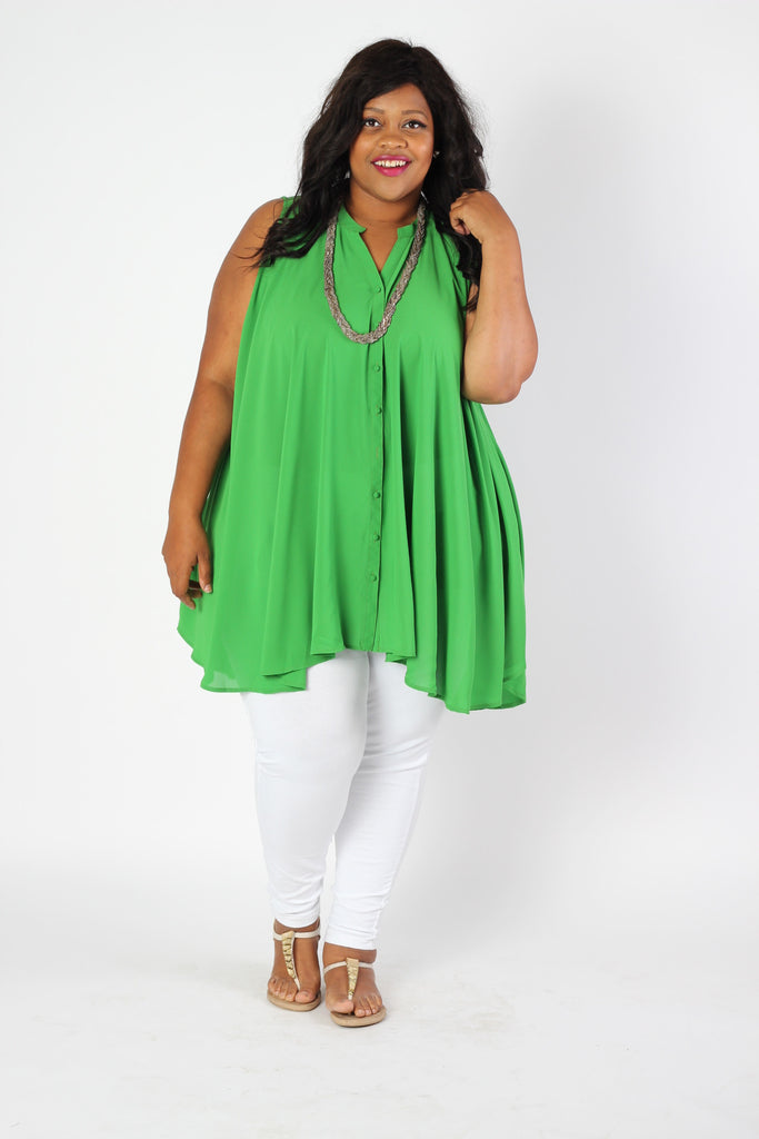 Plus Size Clothing for Women - Breezy Button Tunic - Society+ - Society Plus - Buy Online Now! - 1