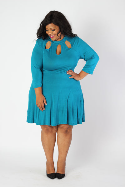 Plus Size Clothing for Women - Lady Boss Keyhole Dress - Turquoise - Society+ - Society Plus - Buy Online Now! - 4