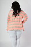 Plus Size Clothing for Women - Striped Lightweight Cardi - Orange - Society+ - Society Plus - Buy Online Now! - 2