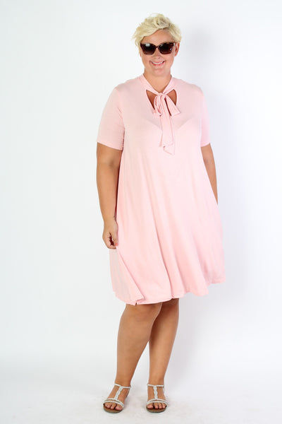 Plus Size Clothing for Women - Bubblegum Bow Tie Dress - Society+ - Society Plus - Buy Online Now! - 1